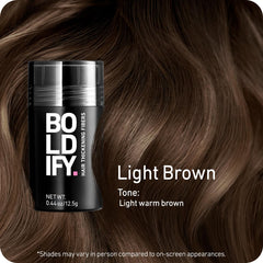 Boldify Hair Fibers application shot demonstrates precise fiber placement for seamless blend.