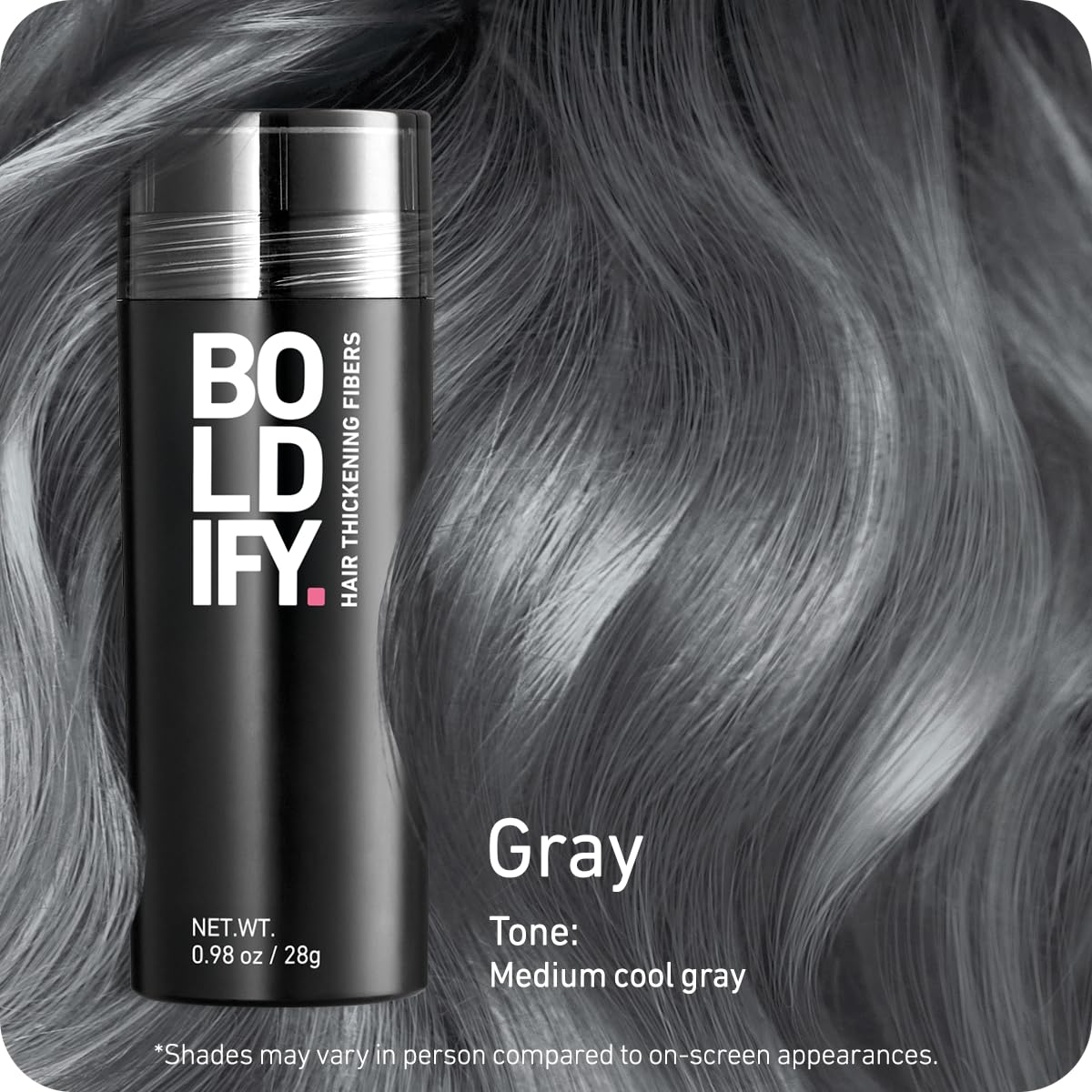 Boldify Hair Fibers crown coverage closeup shows natural blend with surrounding strands.