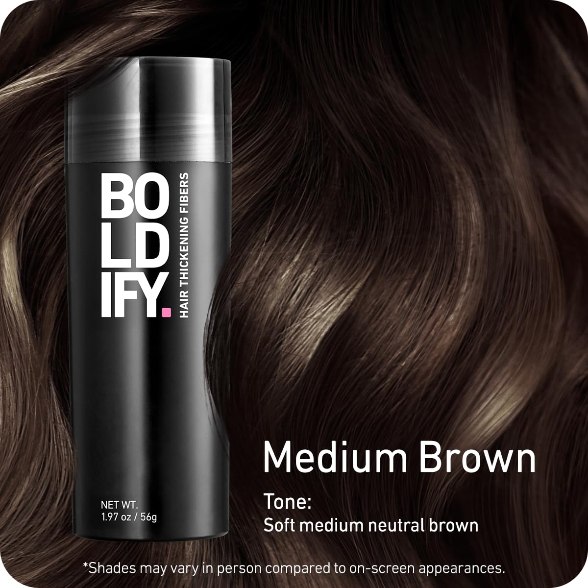 Boldify Hair Fibers partline close-up shows seamless blend for thicker appearance.