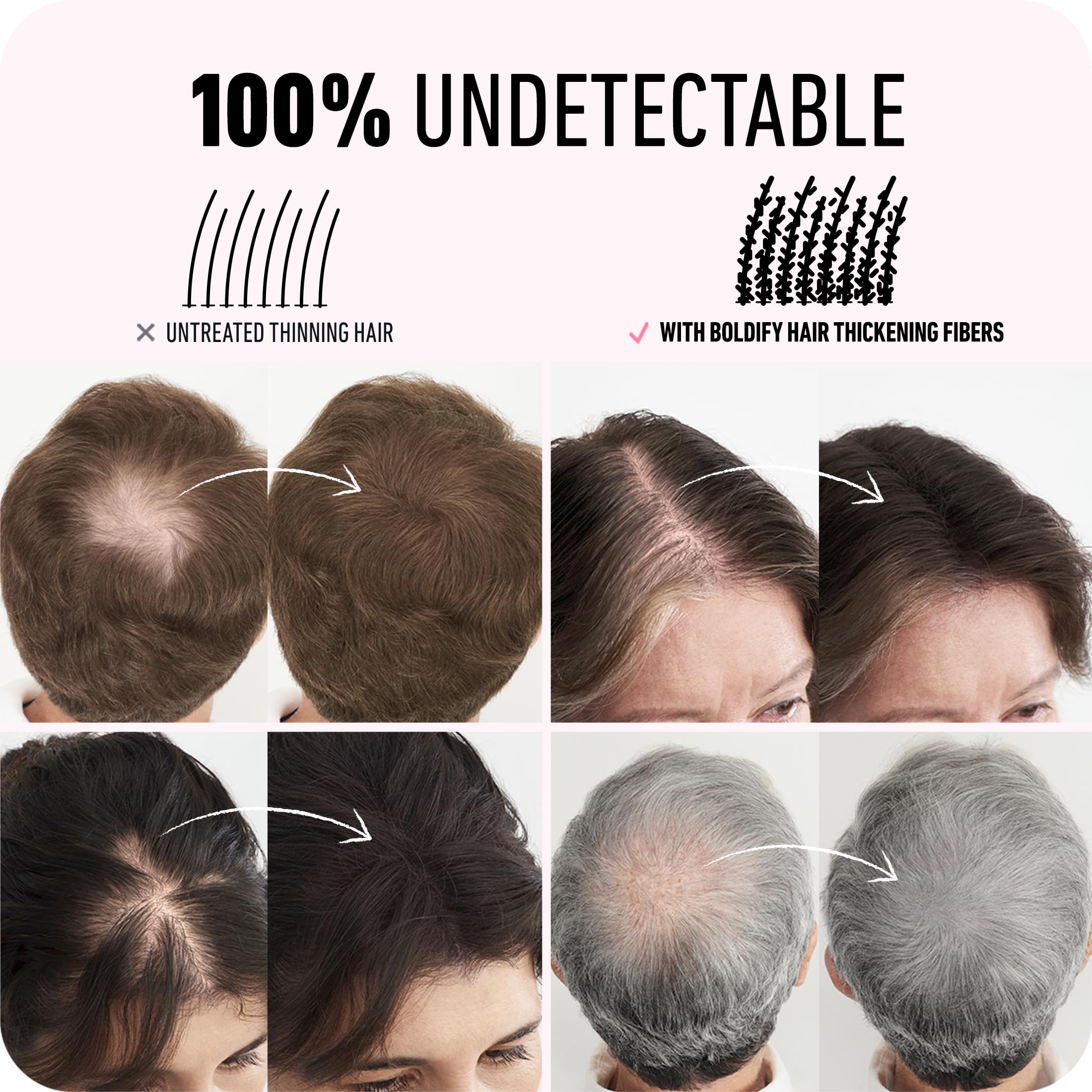 Boldify Hair Fibers shade-selection guide to find closest match.