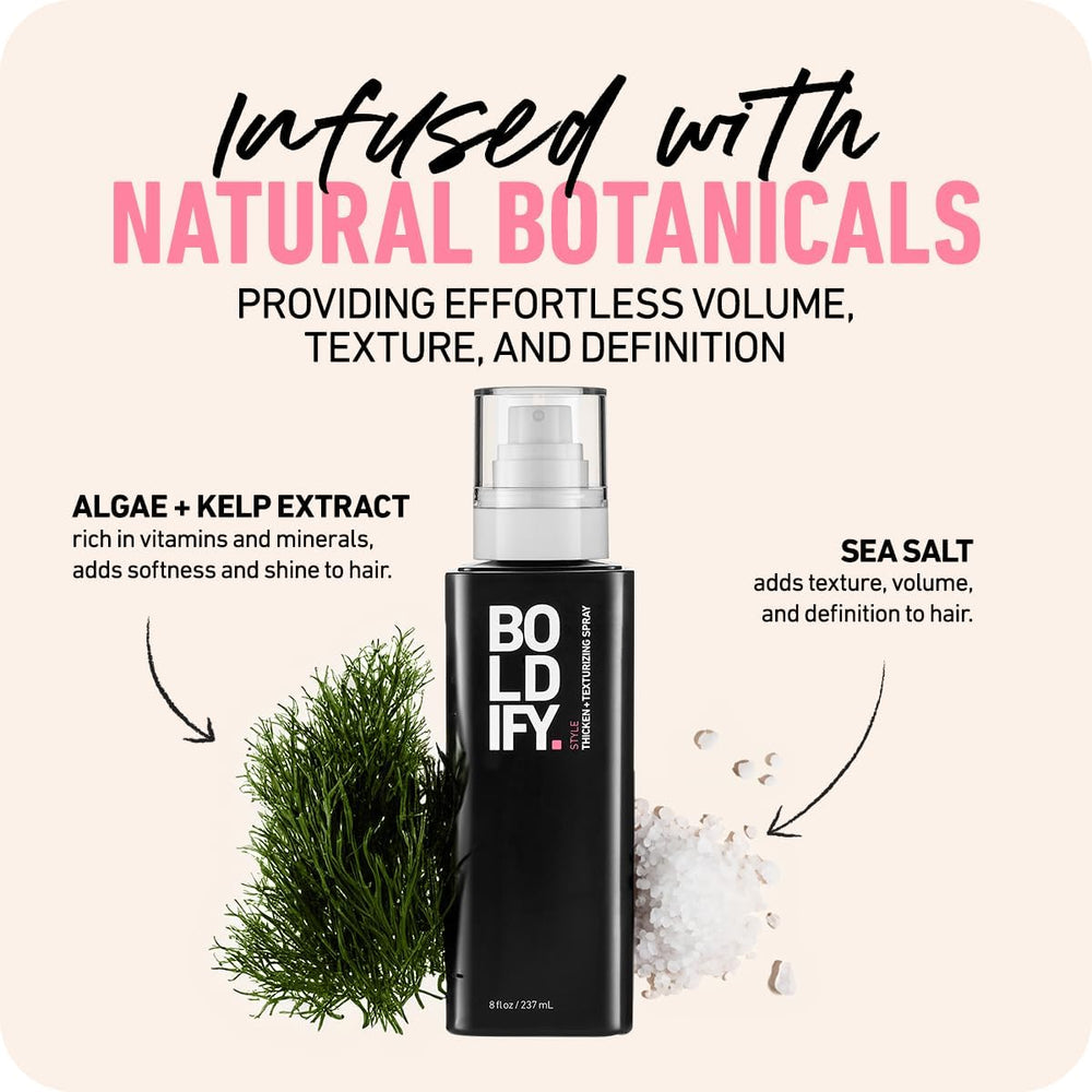 Boldify texturizing spray delivers a natural finish on hair texture