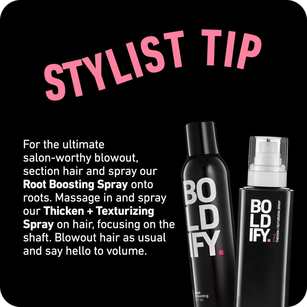 Boldify thickening spray rinses out easily for clean removal