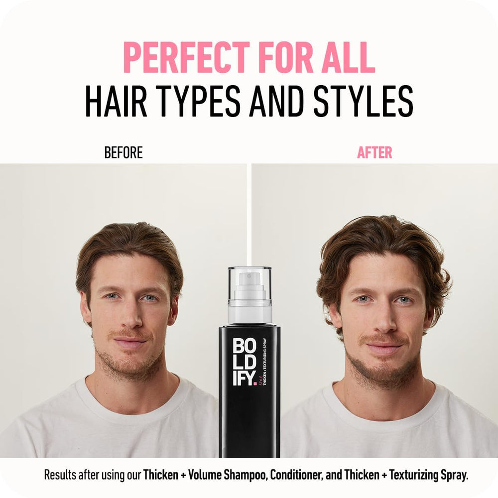 Boldify spray provides a light hold for flexible styling