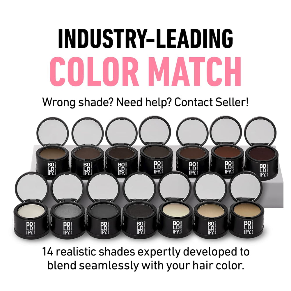 Boldify Hairline Powder applies smoothly with applicator for precise hairline definition