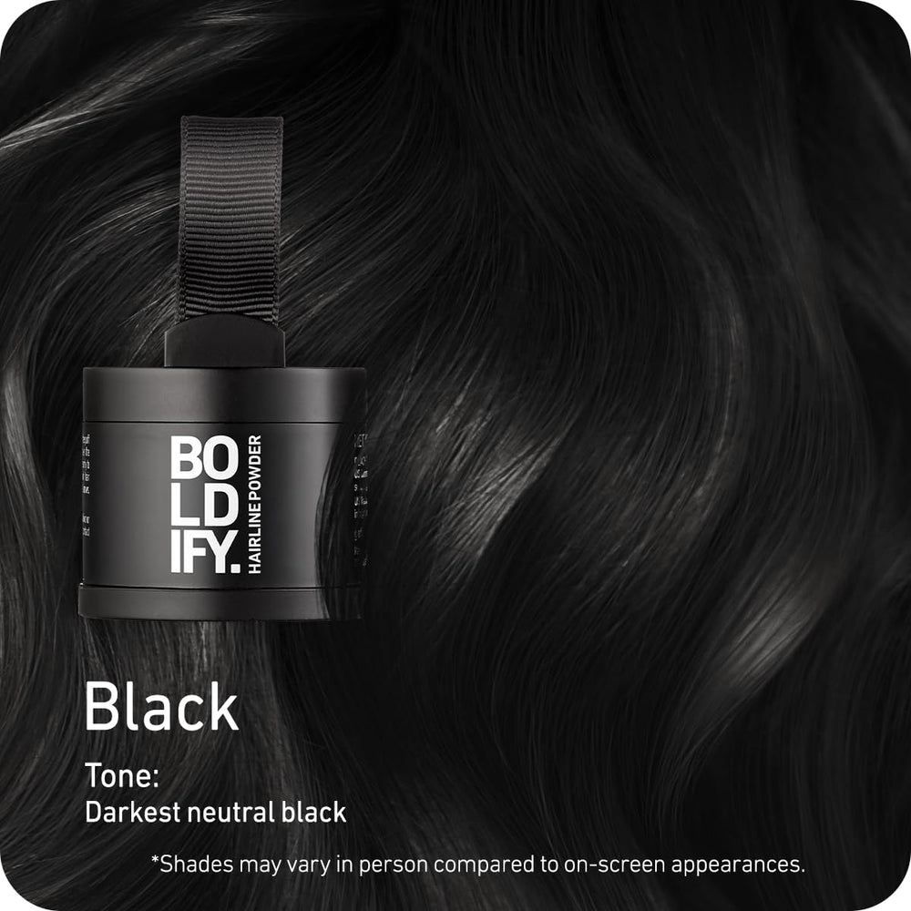 Boldify Hairline Powder applicator brush shows precise, mess-free application.