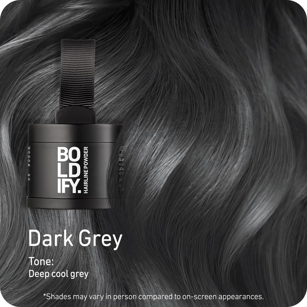 Boldify Hairline Powder applicator dab demonstrates precise root touch-up