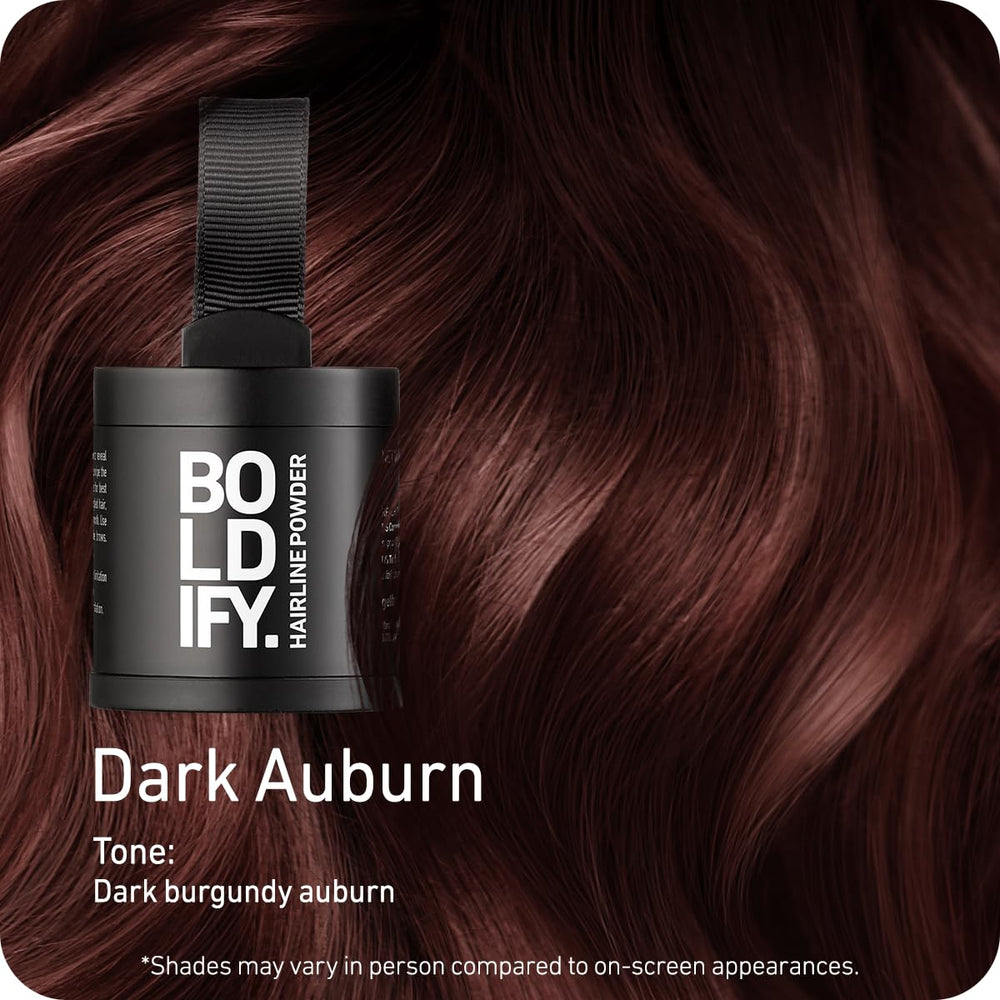 Boldify Hairline Powder application dab demonstrates precise, mess-free coverage for gray roots.
