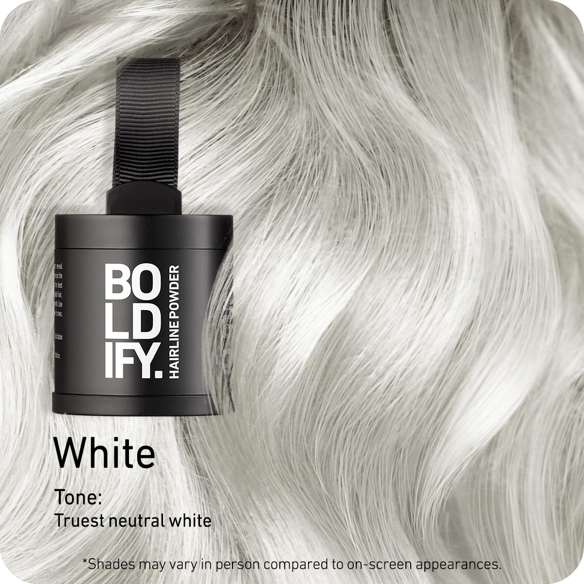 Boldify Hairline Powder applicator close-up demonstrates precise root touch-up control