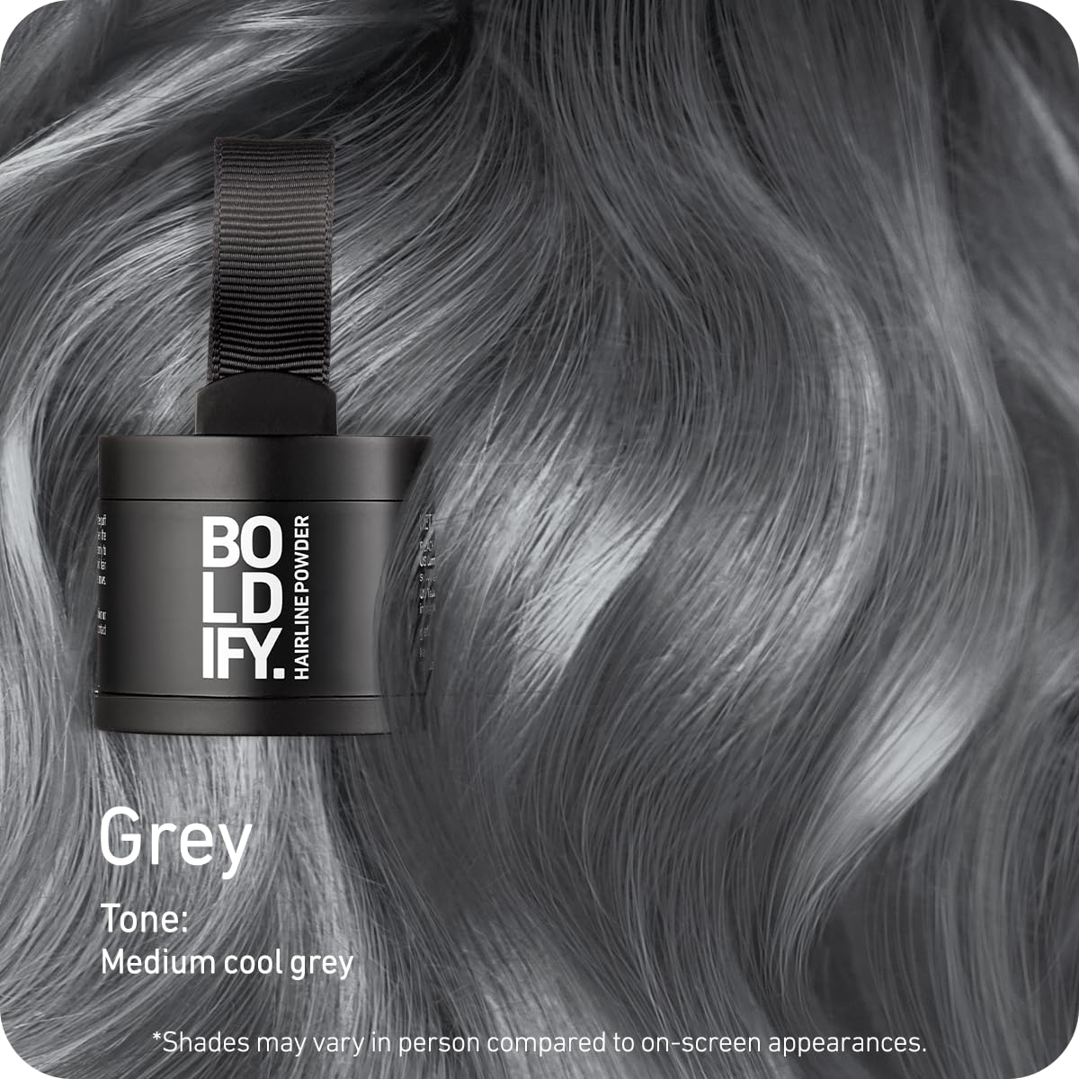 BOLDIFY Hairline Powder applicator dab shows precise application for thinning areas.