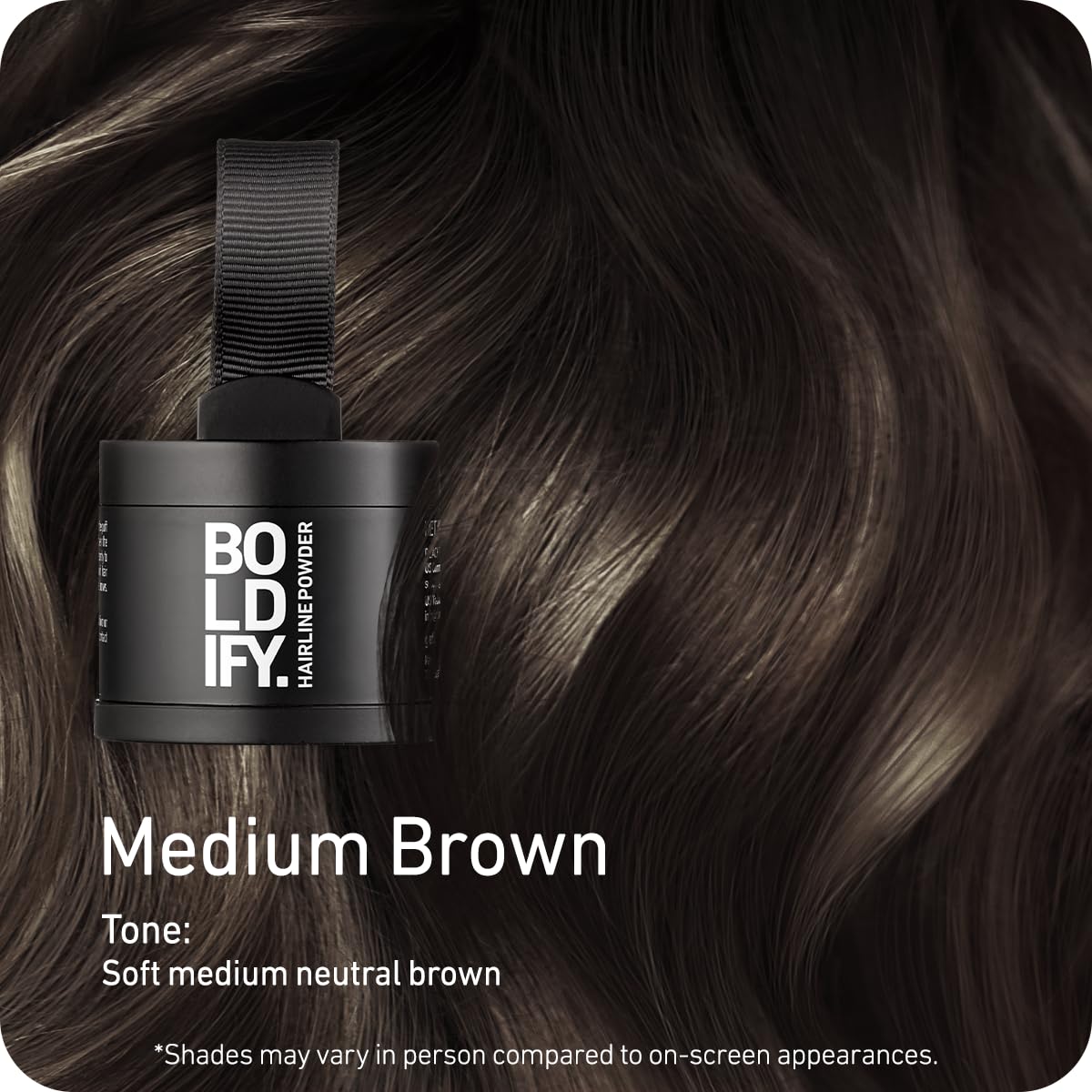 Boldify Hairline Powder applicator demonstrates easy dab application near the hairline.
