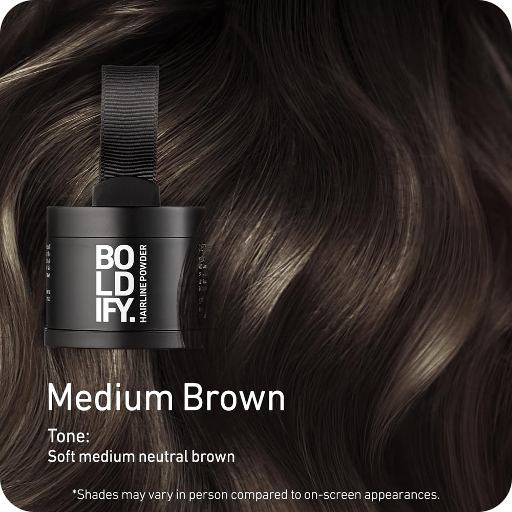 Boldify Hairline Powder applicator demonstrates easy dab application near the hairline.