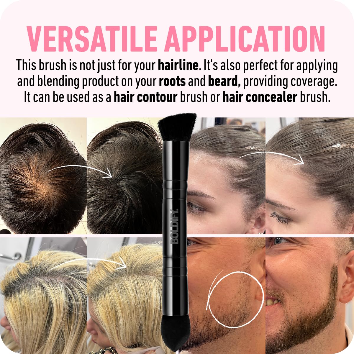 Boldify hairline powder brush achieves natural finish without harsh lines