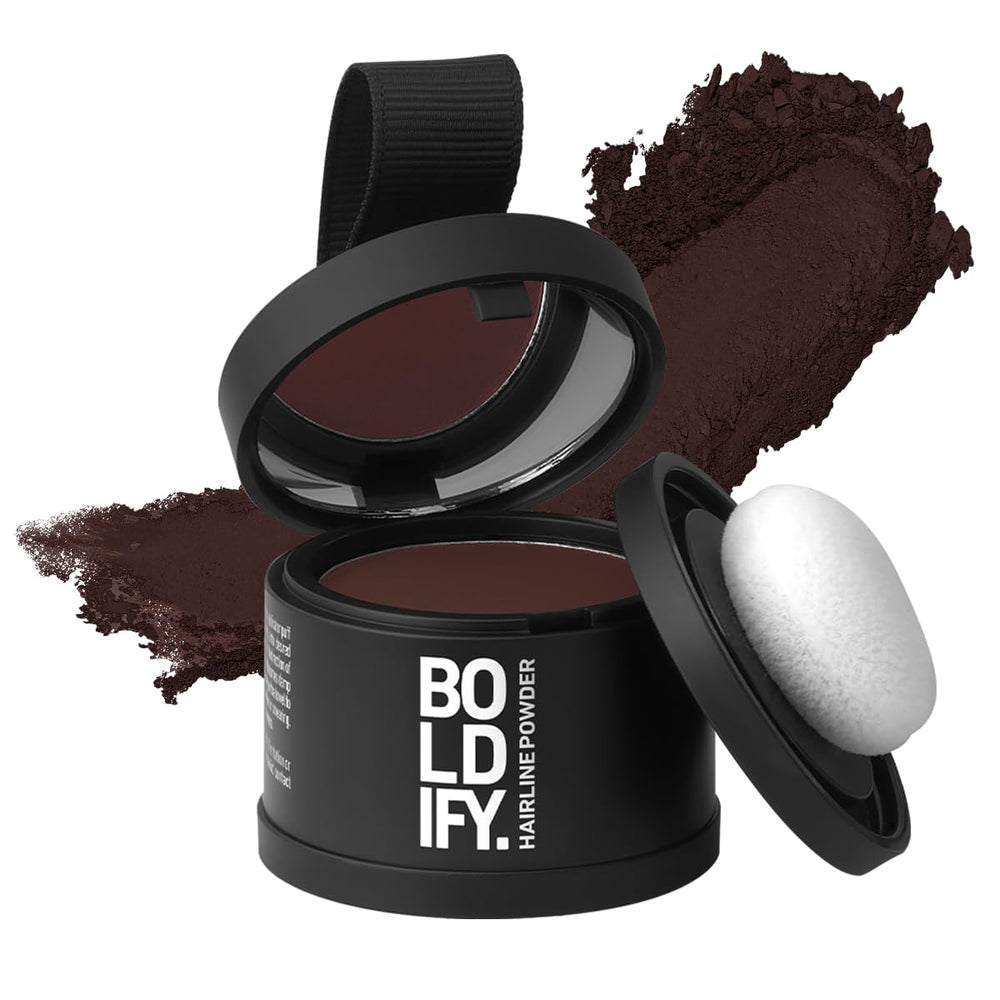 Boldify Hairline Powder compact application for quick root touch-up and precise coverage.
