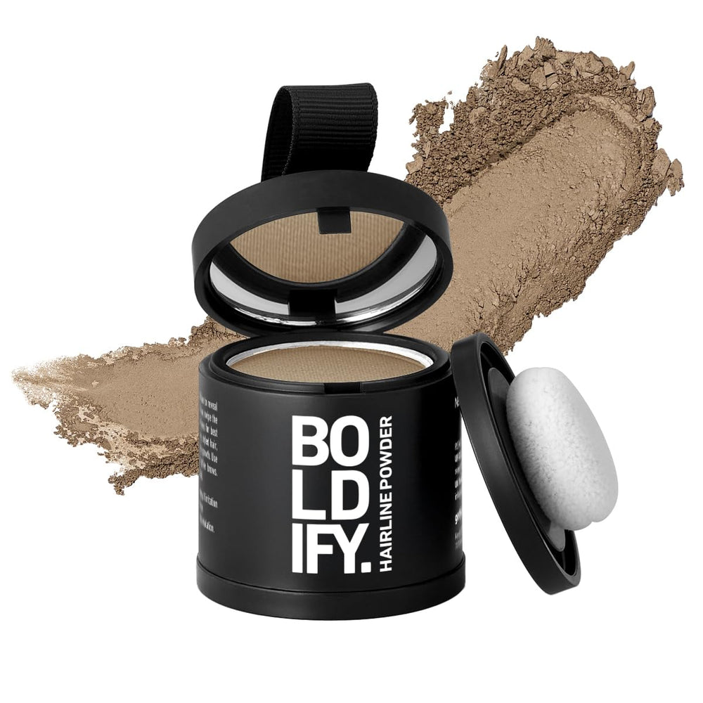 Boldify Hairline Powder compact travel kit demonstrates easy, all-day root coverage.