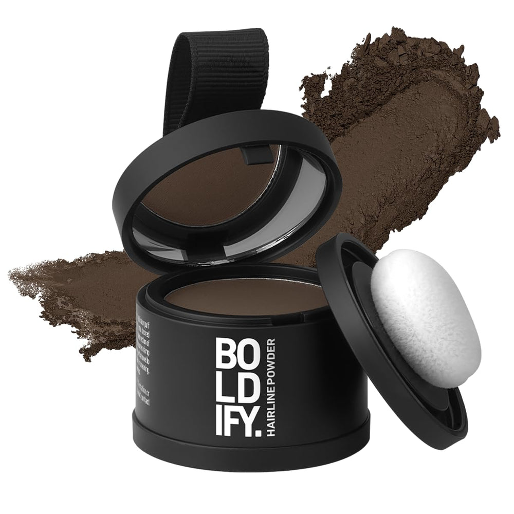 Boldify Hairline Powder compact for precise root touch-ups, portable and mess-free.