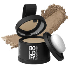 Boldify Hairline Powder coverage application demonstrates quick, natural gray root concealment.