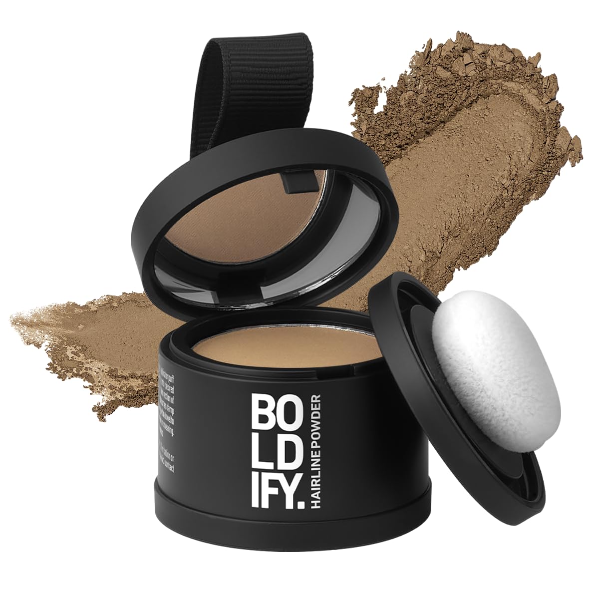Boldify Hairline Powder applied to the forehead for instant natural coverage