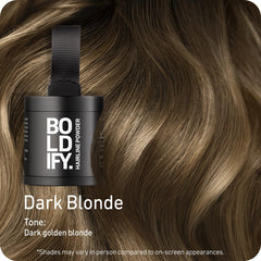 Boldify Hairline Powder jar closeup showing 10g formula for daily gray coverage