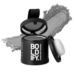Boldify Hairline Powder packaging shows portable compact for on-the-go coverage.