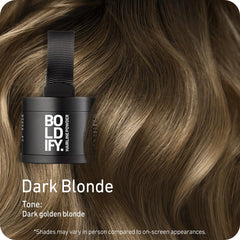 Boldify Hairline Powder root area close-up showing gray coverage