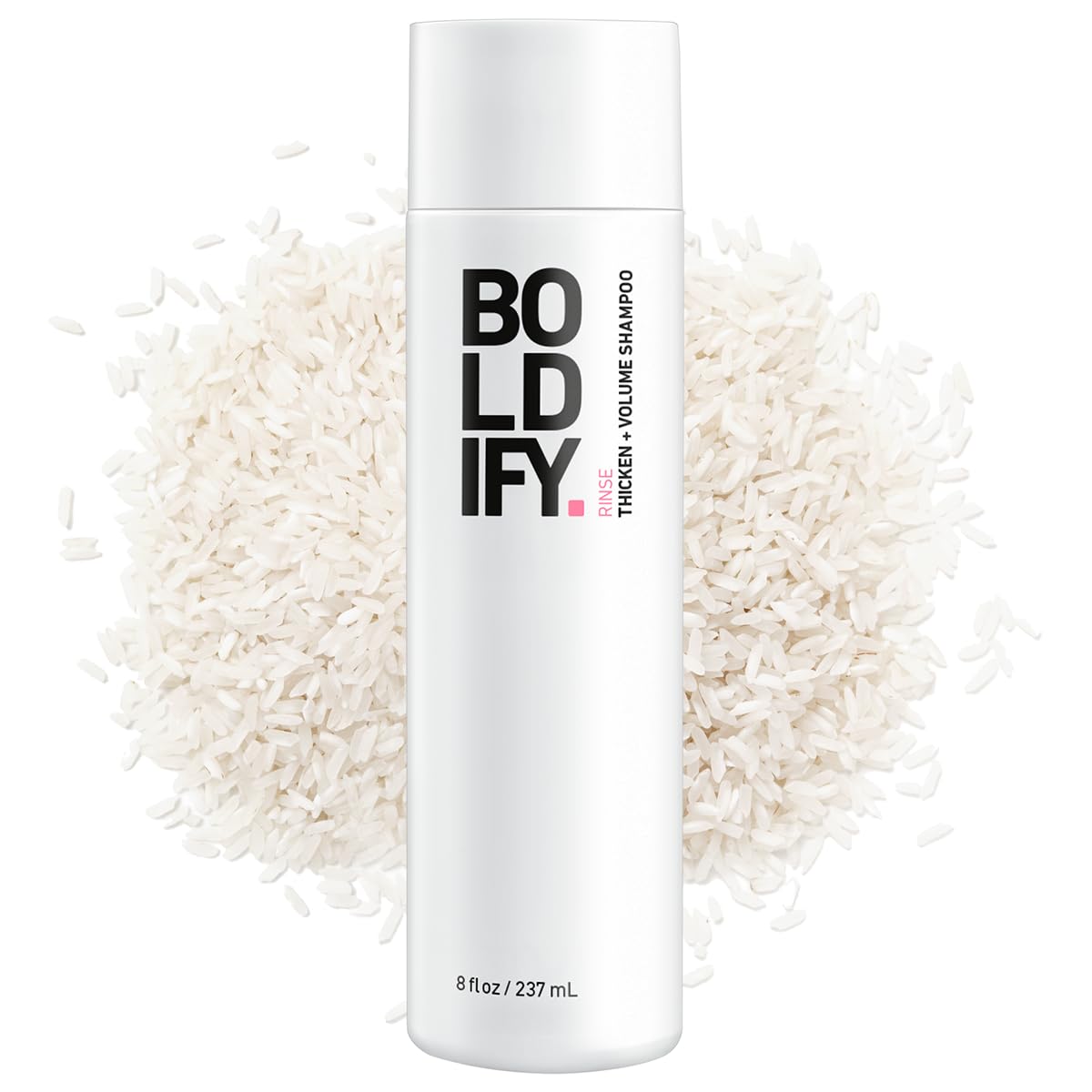 Boldify Thickening Shampoo rice water bottle shows oil-control for a refreshed scalp.