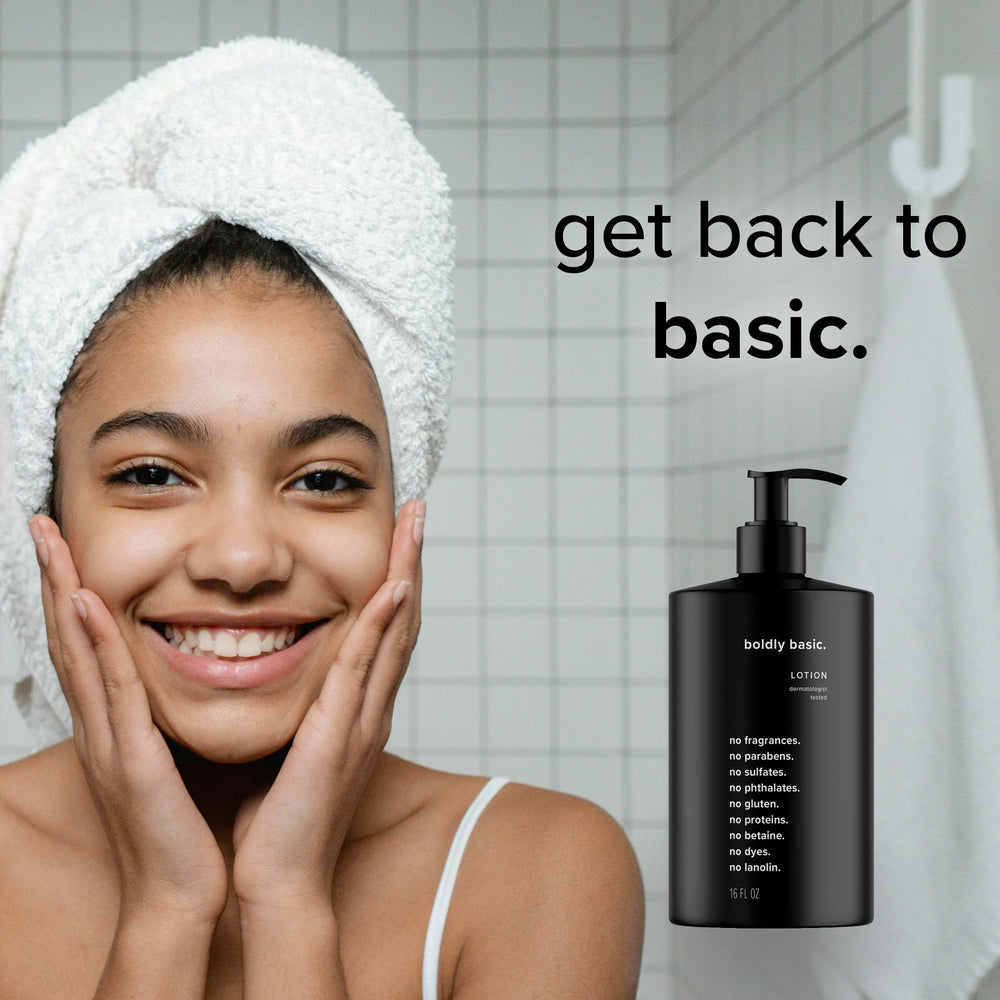 Boldly Basic Fragrance Free Lotion cream swirl demonstrating lightweight hydration