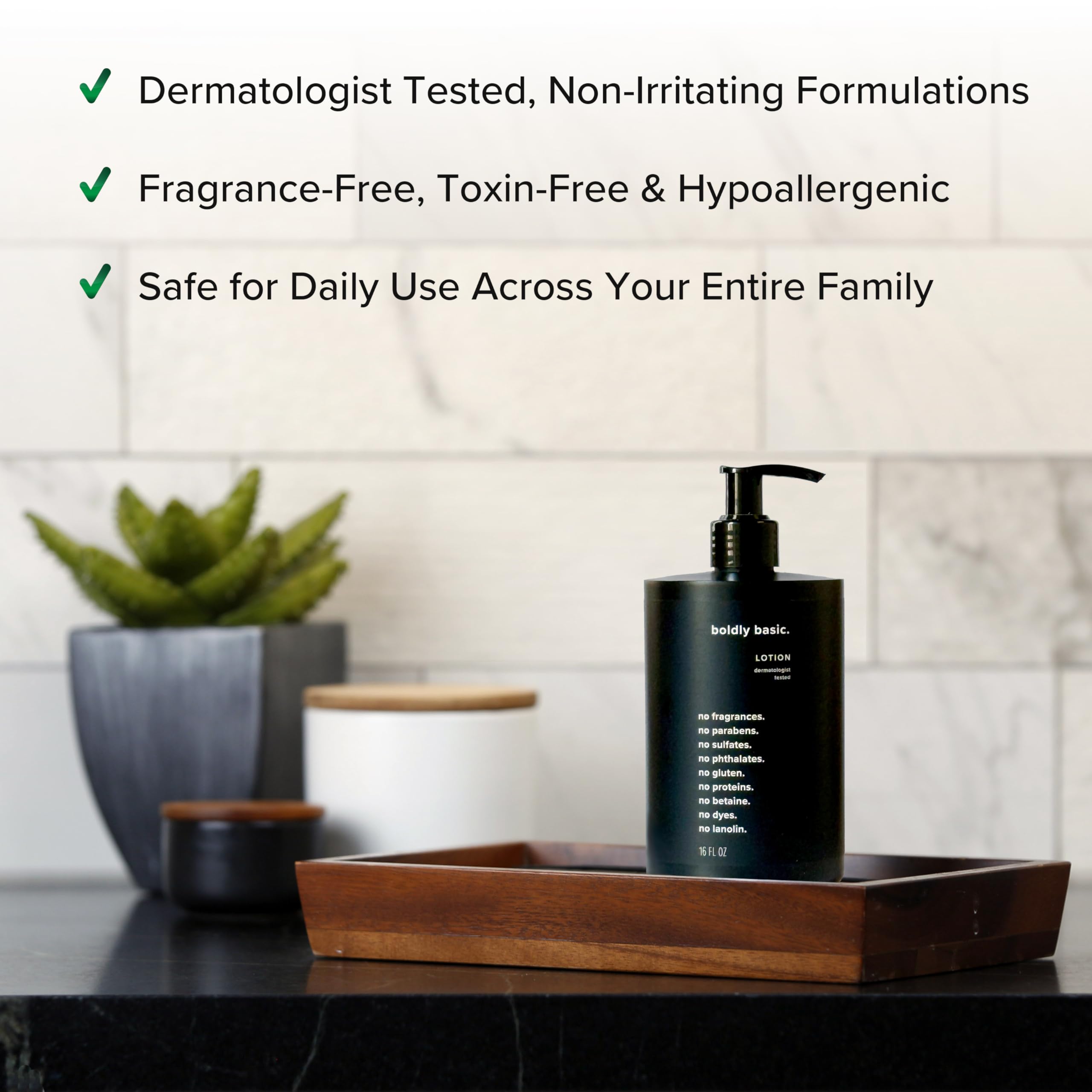 Boldly Basic Fragrance Free Lotion texture detail on skin—soothing, non-greasy finish