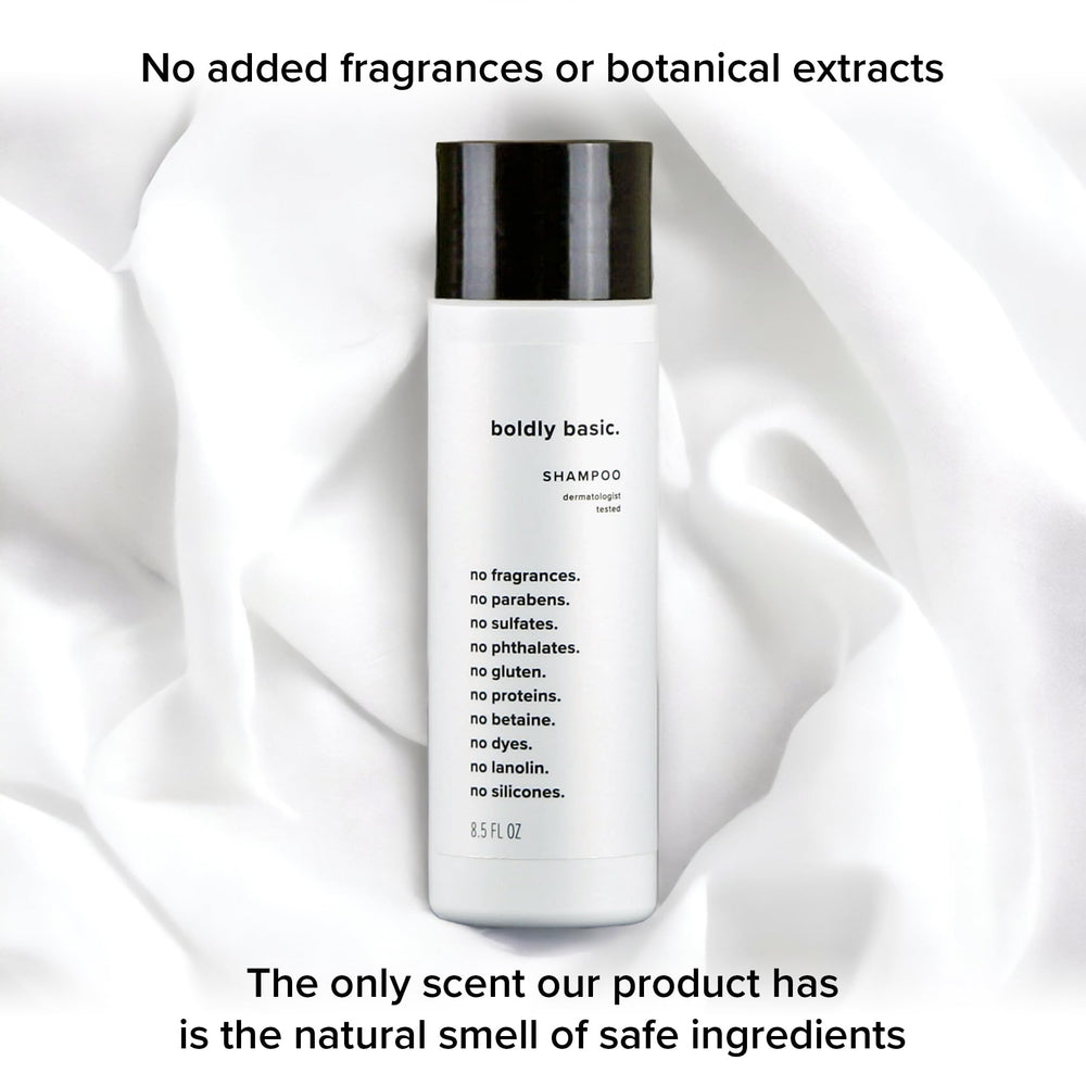 Boldly Basic fragrance-free shampoo family-use scene for daily routine