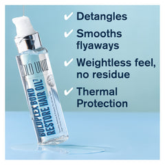 Boldplex 7 Hair Oil bottle pour suggests easy, targeted frizz control.