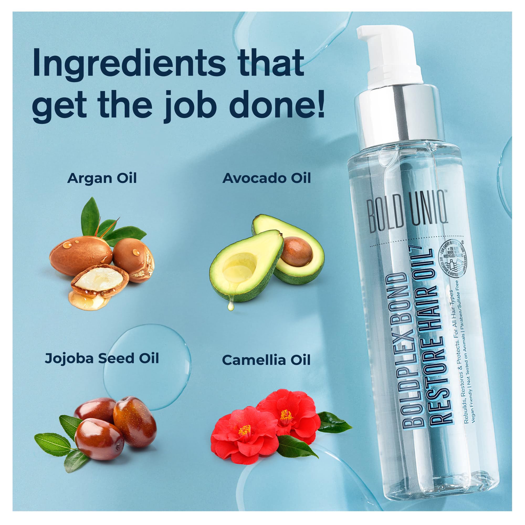 Boldplex 7 Hair Oil helps tame frizz and flyaways for smoother looks.