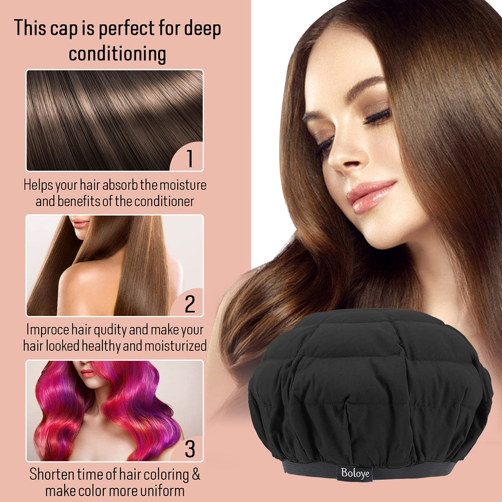 Boloye flaxseed heat cap black color indicating discreet warming option.