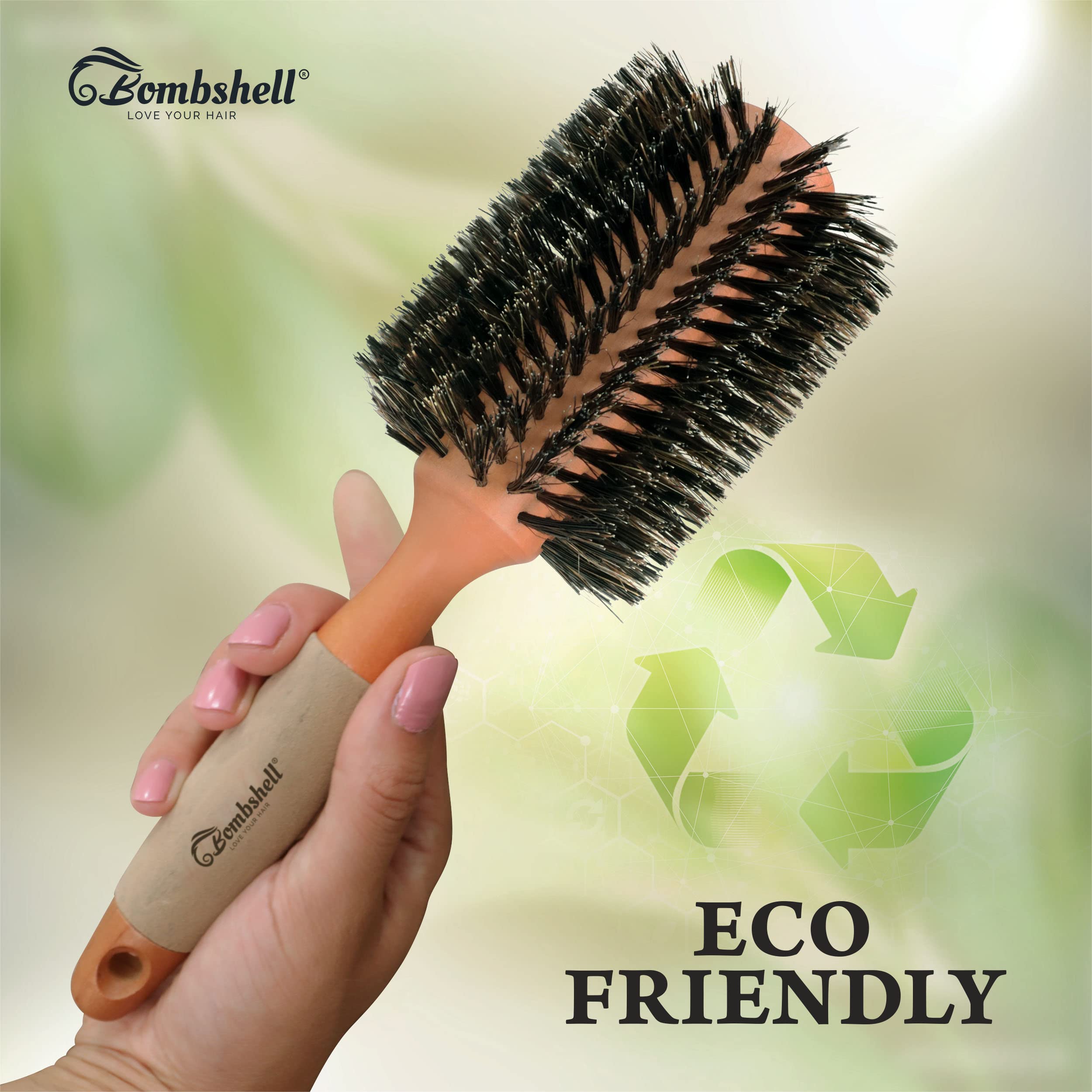 Bombshell Boar Bristle Round Brush frizz-control design for smoother ends