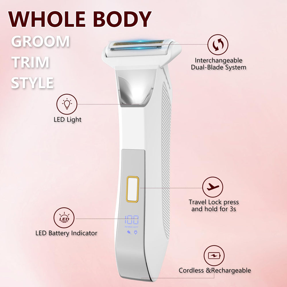 Bomic R-shaped ceramic head safety close-up emphasizes nick-free grooming.