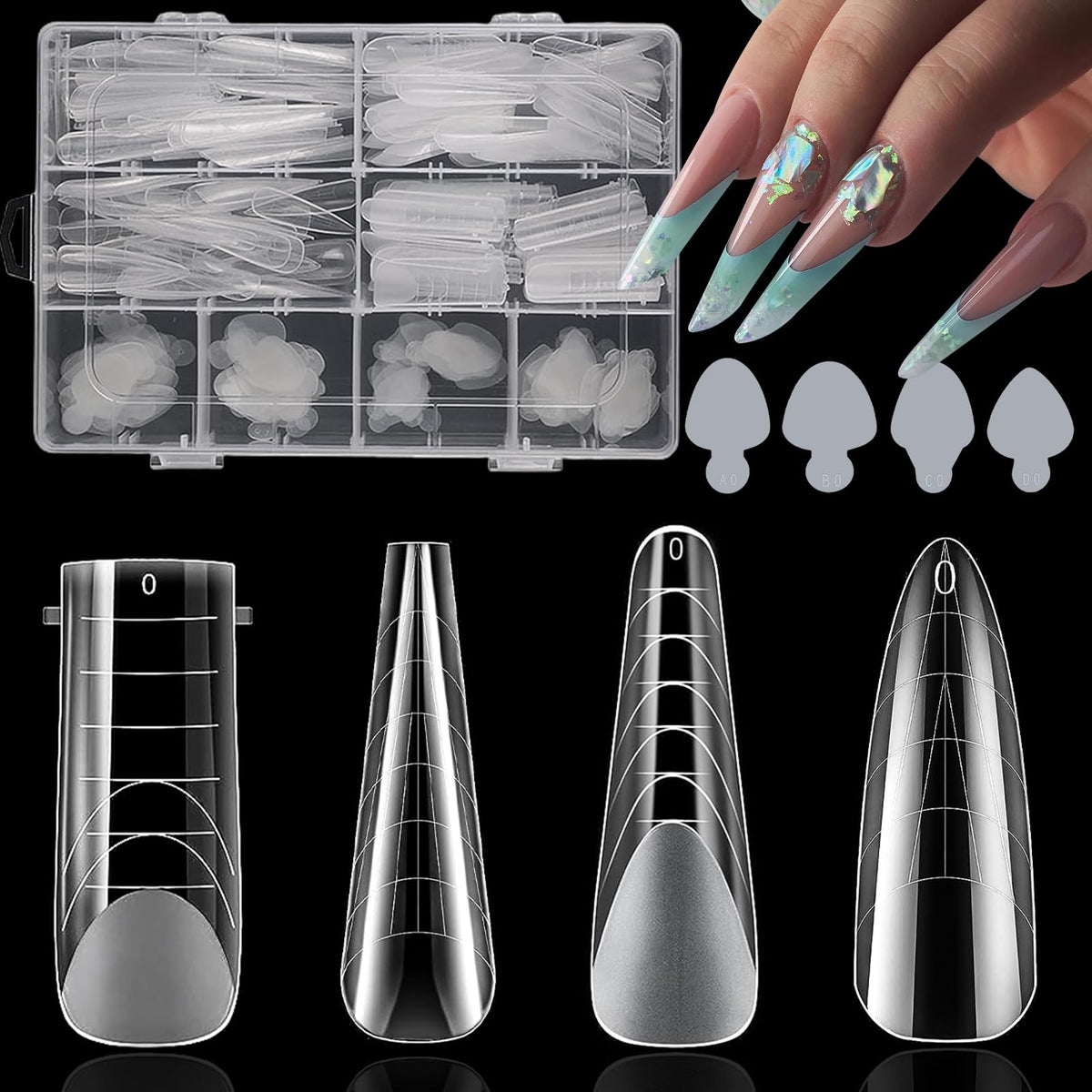 BOMOQING nail dual forms storage box keeps extensions organized for quick design.