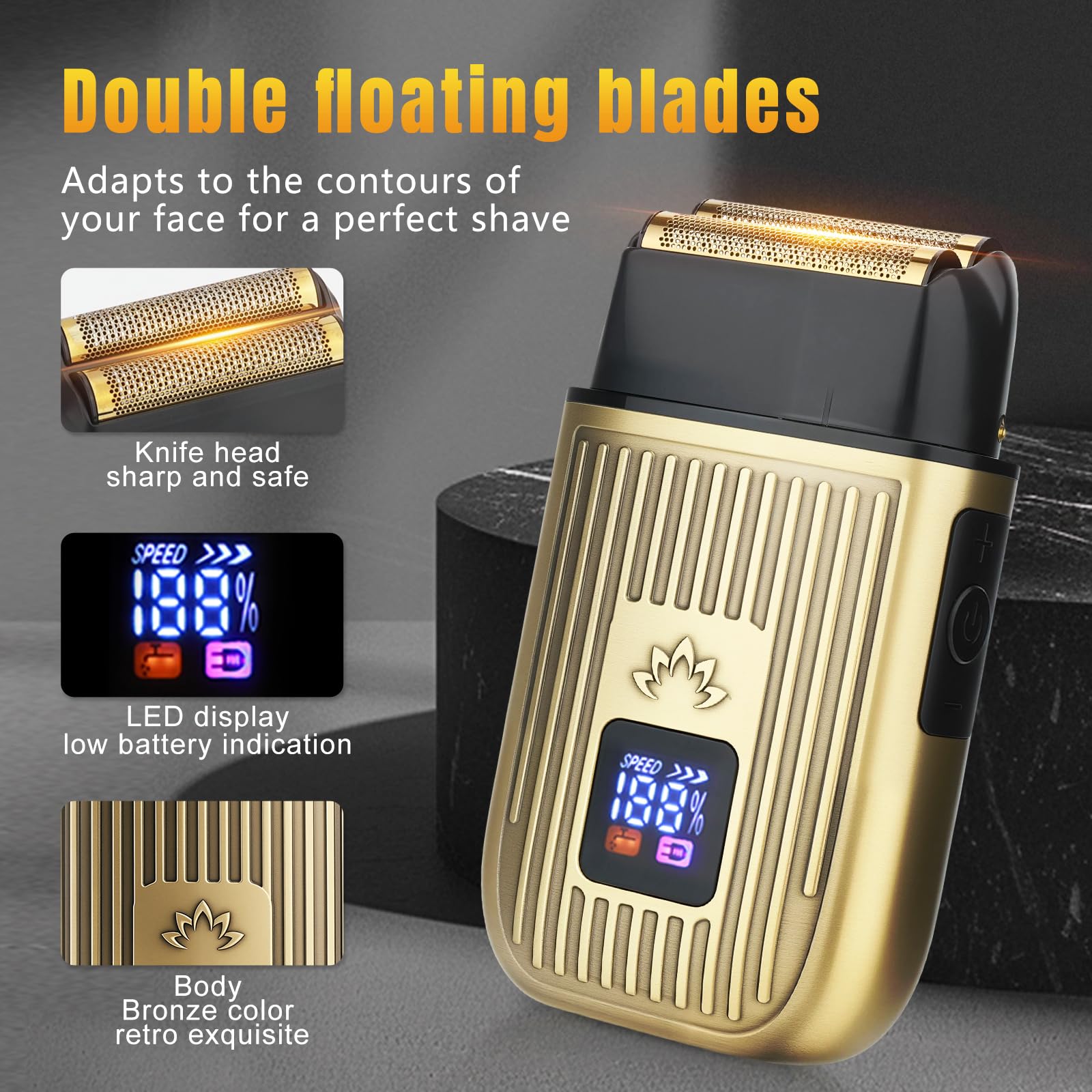 Bomxin foil shaver double head closeup for smooth close shave