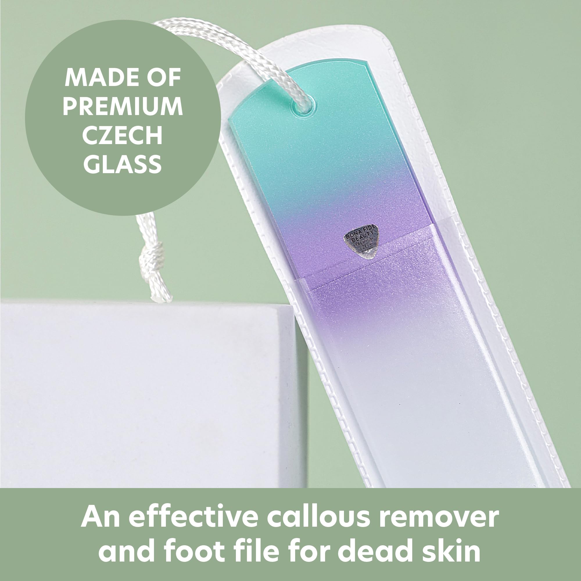 Bona Fide Beauty Czech glass foot file side view for callus reduction