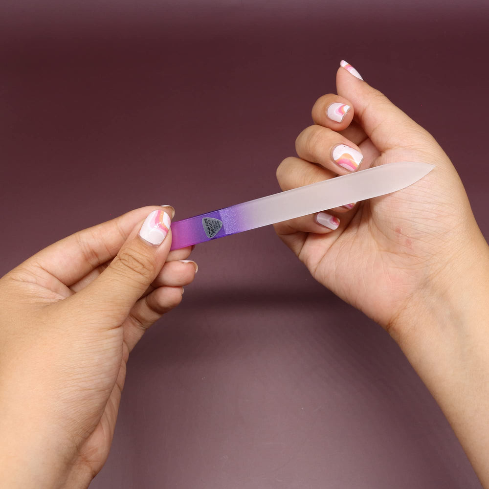 Bona Fide Beauty Czech Glass Nail Files Set care guidance emphasizes gentle handling.