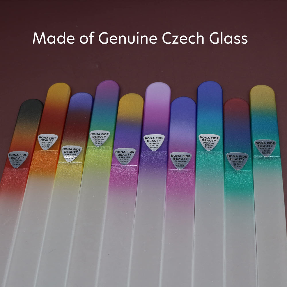 Bona Fide Beauty Czech Glass Nail Files Set durability shows tempered glass resilience.