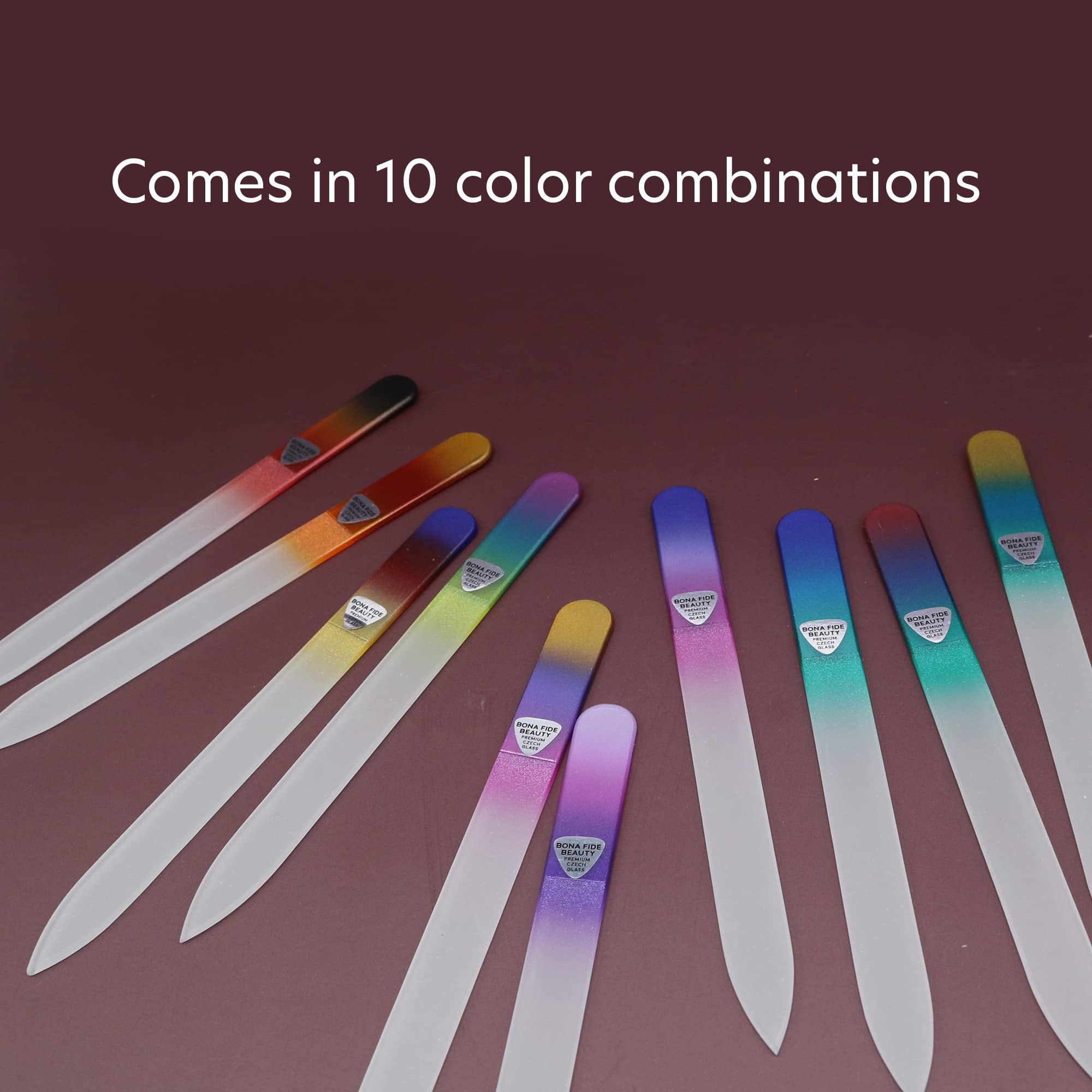 Bona Fide Beauty Czech Glass Nail Files Set edge detail creates smooth edges.