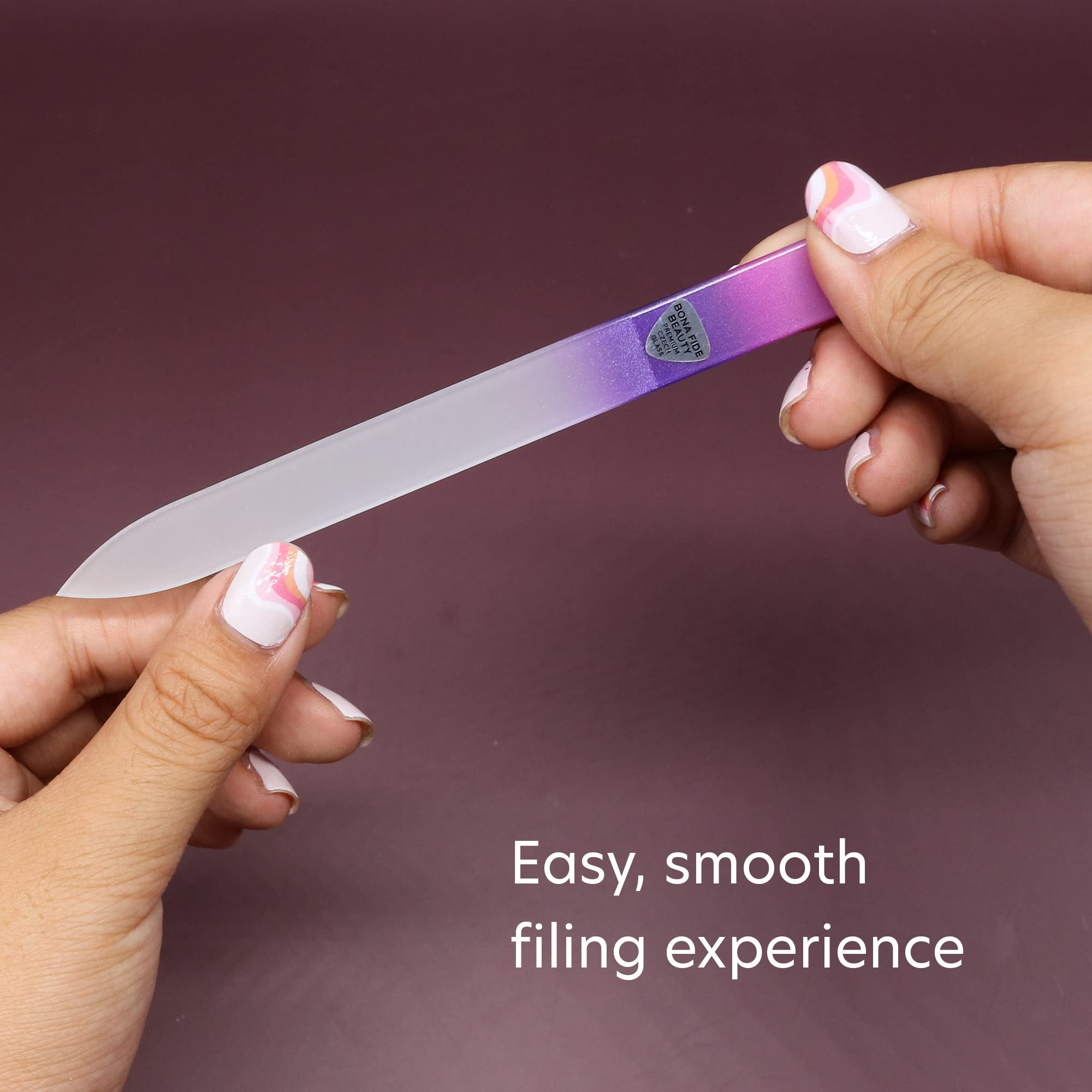 Bona Fide Beauty Czech Glass Nail Files Set multicolor sleeves highlight variety and style.