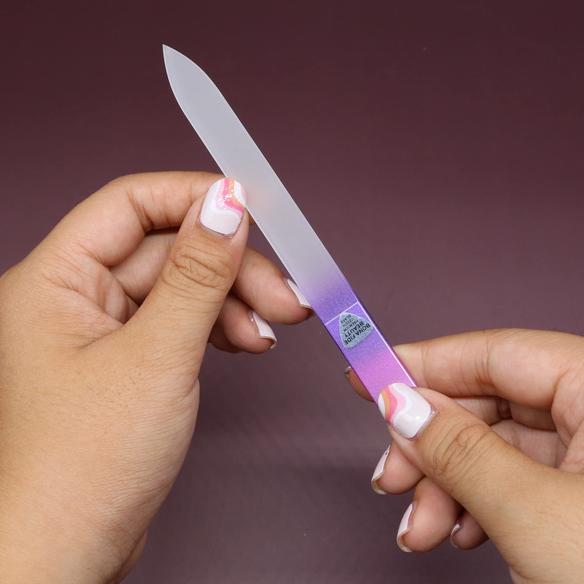 Bona Fide Beauty Czech Glass Nail Files Set tempered glass texture communicates premium quality.