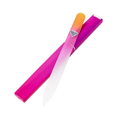 Bona Fide Beauty glass file with case for portable, precise shaping of nails.