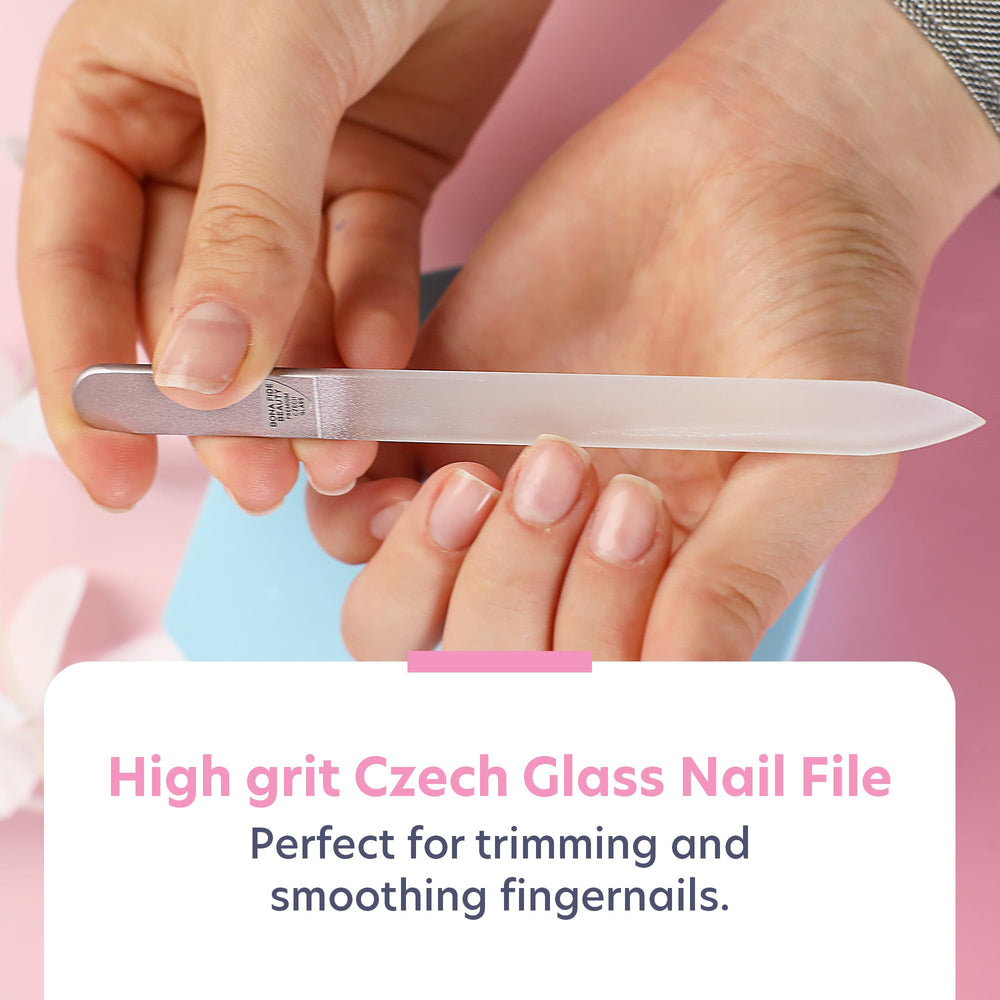 Bona Fide Beauty rose gold mini nail file for quick fixes