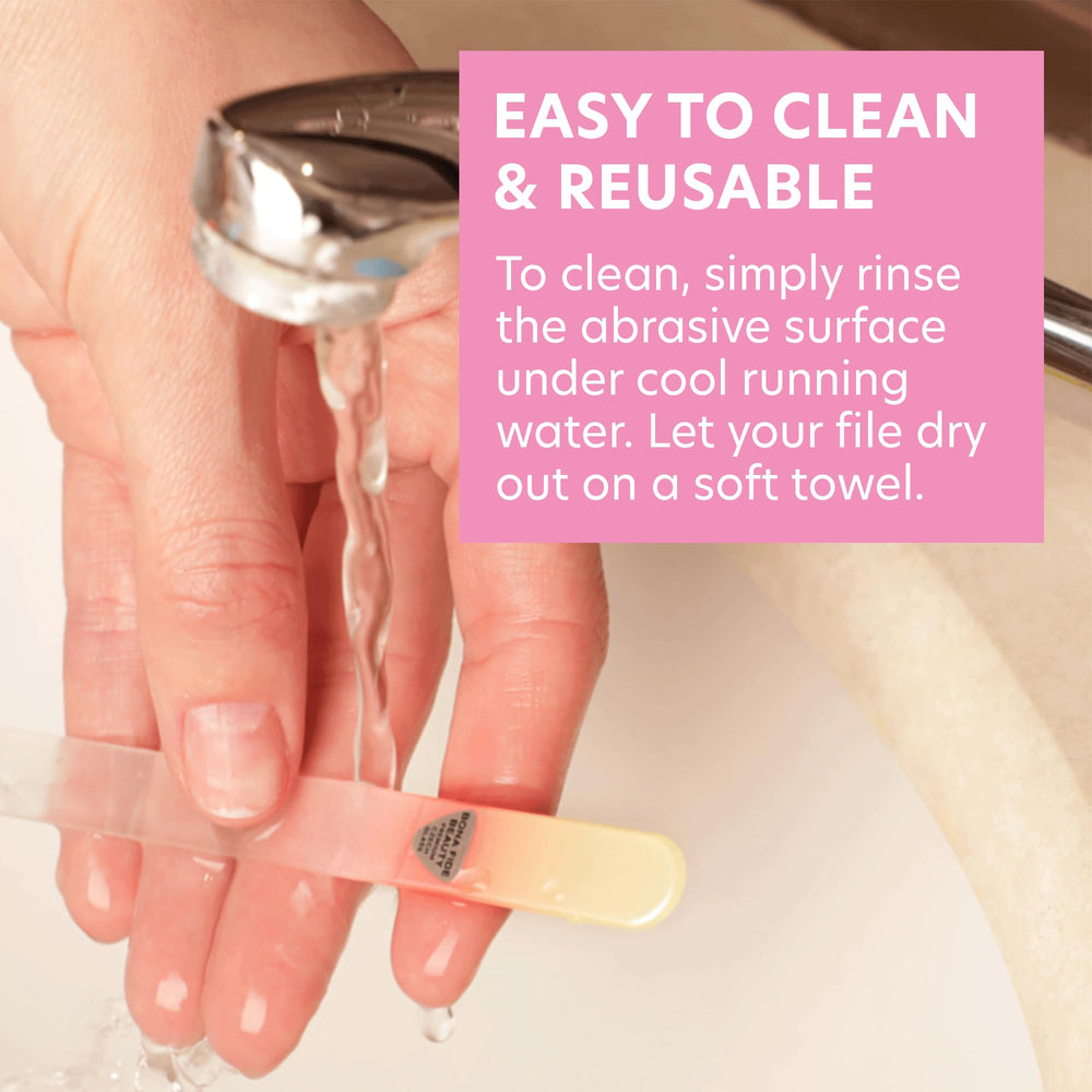 Bona Fide Beauty tempered glass close-up emphasizes wear-resistance and durable surface.