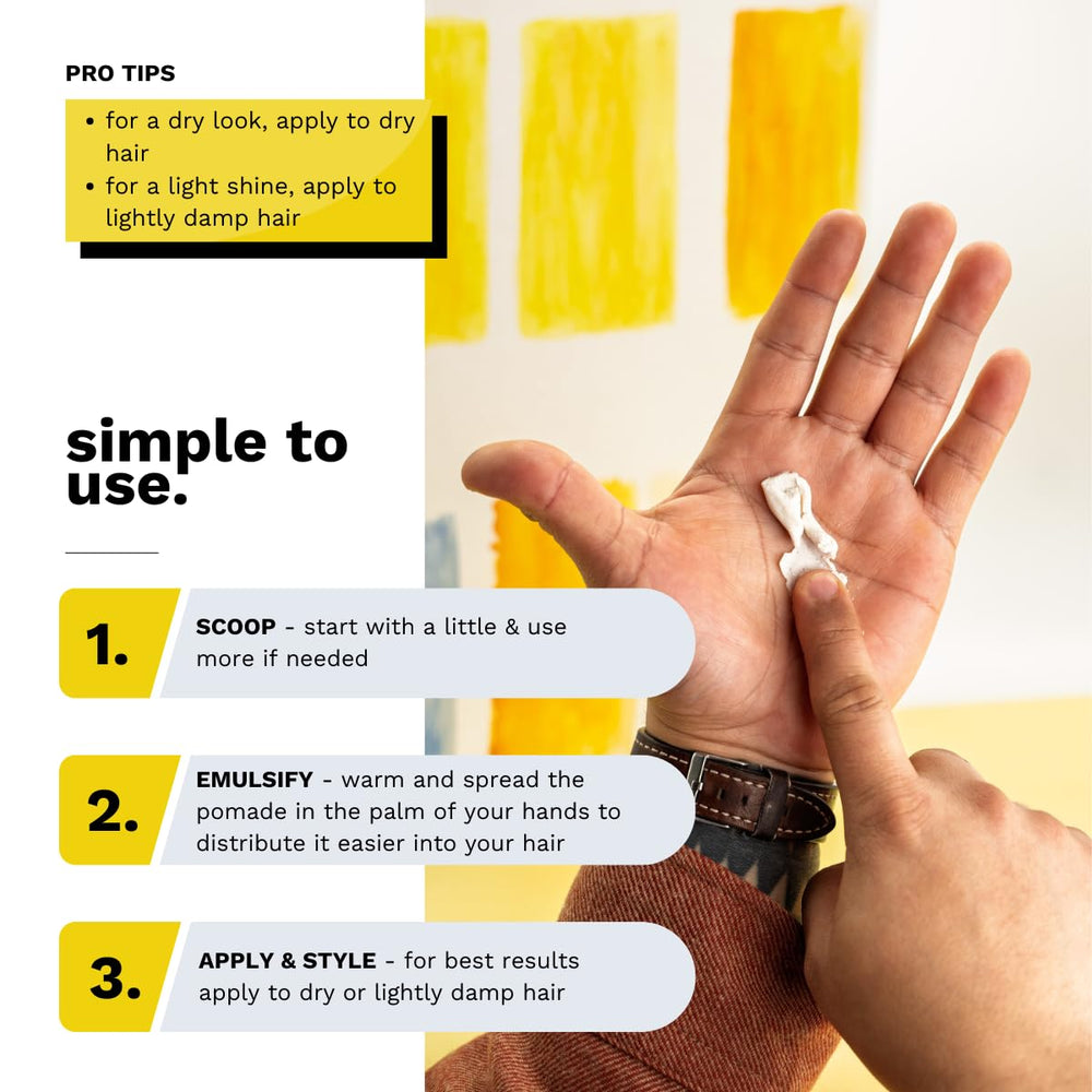 Bona Fide Pomade matte-paste-hands-applying demonstrates easy wash-out with a grapefruit aroma.
