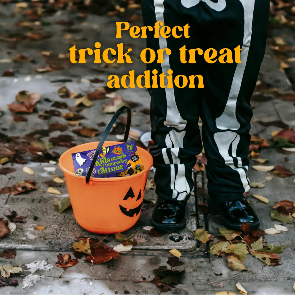 Bonbaloo Halloween tattoos come in a festive gift pouch for non-candy treats.