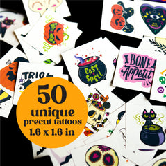 Bonbaloo Halloween tattoos use hypoallergenic cosmetic-grade ink for skin-safe, gentle fun.