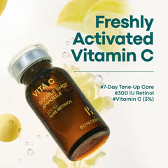 BONCEPT Vita C cap opening showing fresh vitamin C mix for potent activation.
