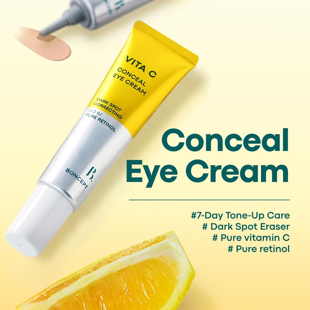 BONCEPT Vita C Conceal Eye Cream under-eye application demonstrating smooth texture for even tone