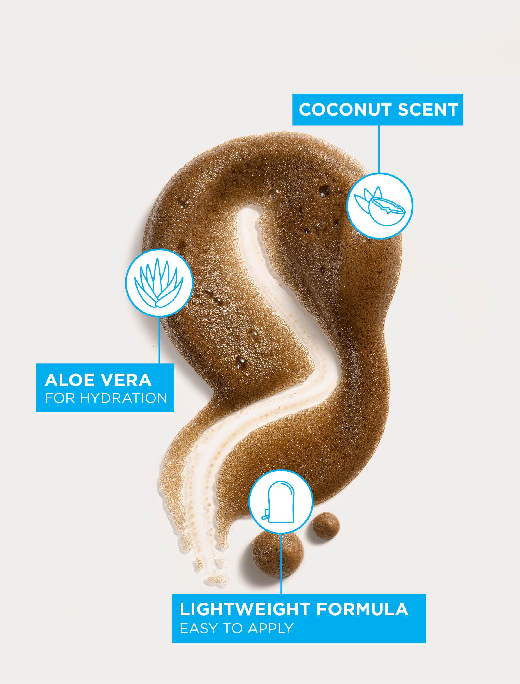 Bondi Sands aloe vera coconut infusion image emphasizing gentle hydration.